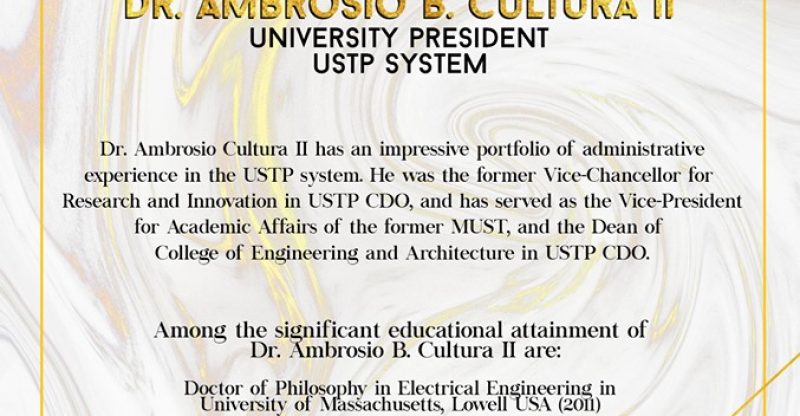 USTP New President Dr. Ambrosio B Cultura II