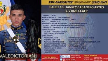 PMA Cadets, PMA Batch Masaligan 2021, PMA Graduates, PMA Top Cadets